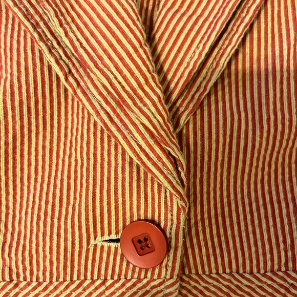 Tulle Red Seersucker Blazer Jacket Anthropologie - Picture 4 of 5